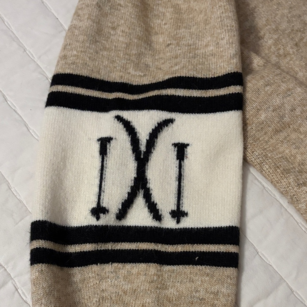 Lou & Grey Beige Crewneck Sweater with Black and White Accents - Picture 3 of 3